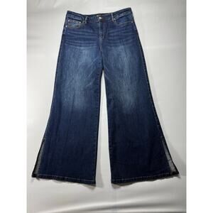 True Religion World Tour Women's Mr. Slit Wide Leg Blue  Jeans Sz 31 (34x31)